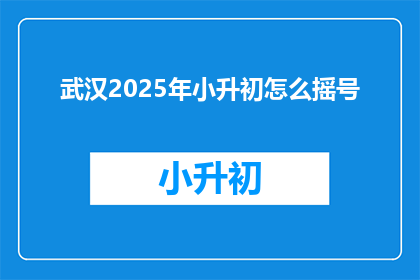 武汉2025年小升初怎么摇号