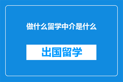 做什么留学中介是什么