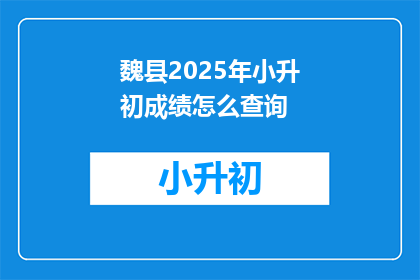 魏县2025年小升初成绩怎么查询