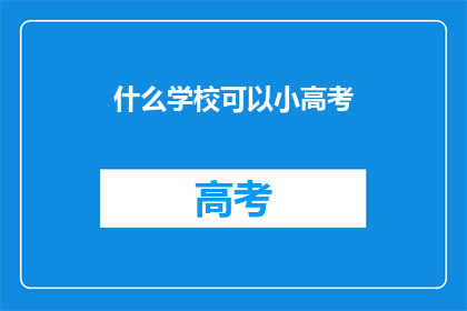 什么学校可以小高考