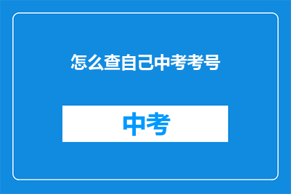 怎么查自己中考考号