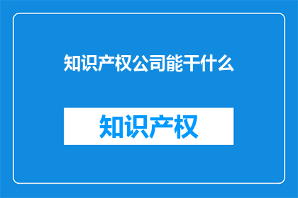 知识产权公司能干什么