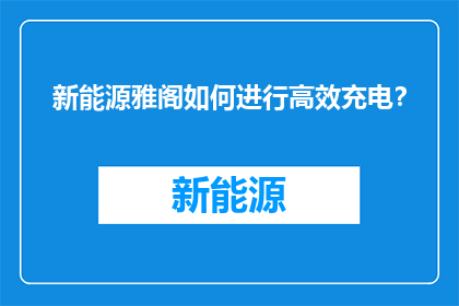 新能源雅阁如何进行高效充电？