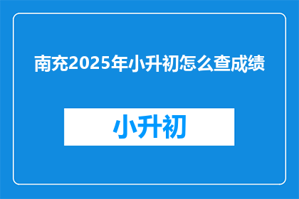 南充2025年小升初怎么查成绩
