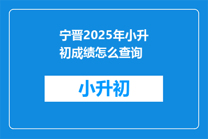 宁晋2025年小升初成绩怎么查询