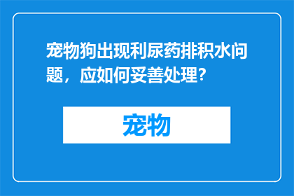 宠物狗出现利尿药排积水问题，应如何妥善处理？