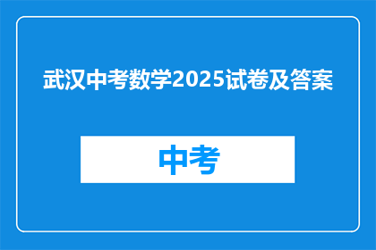 武汉中考数学2025试卷及答案