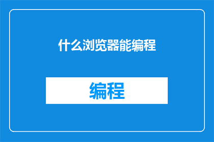 什么浏览器能编程