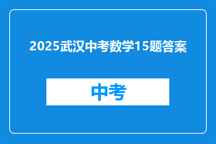 2025武汉中考数学15题答案