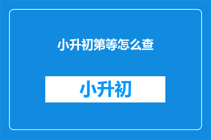小升初第等怎么查