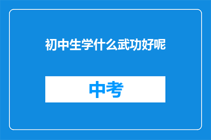 初中生学什么武功好呢