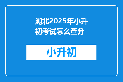 湖北2025年小升初考试怎么查分