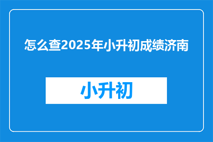 怎么查2025年小升初成绩济南