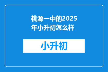 桃源一中的2025年小升初怎么样