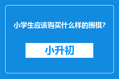 小学生应该购买什么样的围棋？