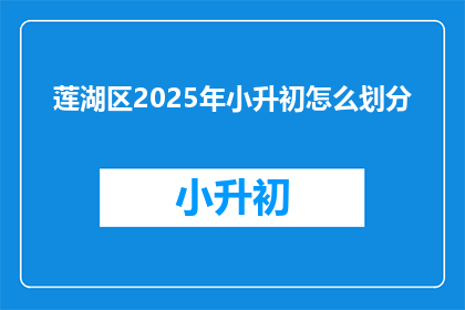 莲湖区2025年小升初怎么划分