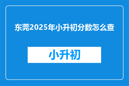 东莞2025年小升初分数怎么查