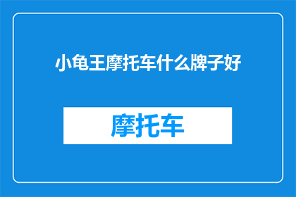 小龟王摩托车什么牌子好