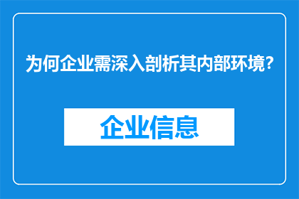 为何企业需深入剖析其内部环境？