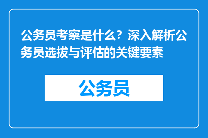 公务员考察是什么？深入解析公务员选拔与评估的关键要素