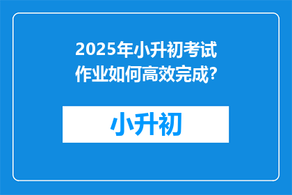 2025年小升初考试作业如何高效完成？