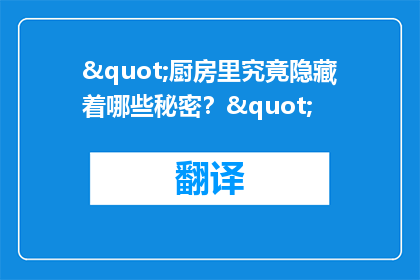 "厨房里究竟隐藏着哪些秘密？"