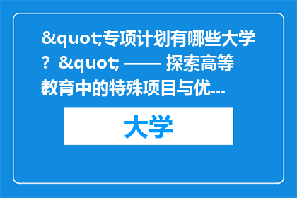 "专项计划有哪些大学？" —— 探索高等教育中的特殊项目与优质院校