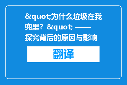 "为什么垃圾在我兜里？" —— 探究背后的原因与影响