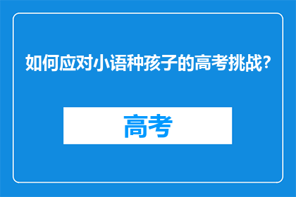 如何应对小语种孩子的高考挑战？