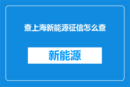 查上海新能源征信怎么查