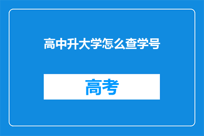 高中升大学怎么查学号