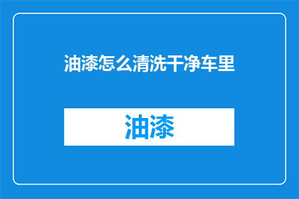 油漆怎么清洗干净车里