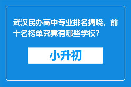 武汉民办高中专业排名揭晓，前十名榜单究竟有哪些学校？