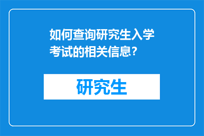 如何查询研究生入学考试的相关信息？