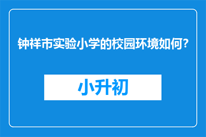 钟祥市实验小学的校园环境如何？
