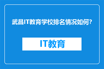武昌IT教育学校排名情况如何？