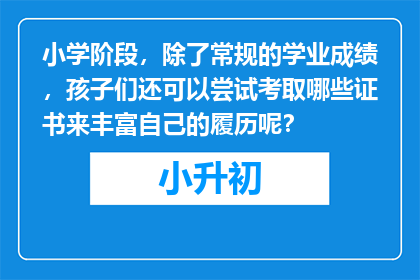 小学阶段，除了常规的学业成绩，孩子们还可以尝试考取哪些证书来丰富自己的履历呢？