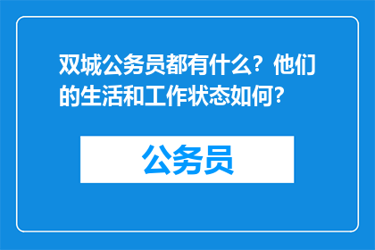 双城公务员都有什么？他们的生活和工作状态如何？