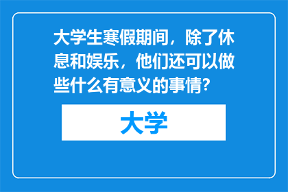 大学生寒假期间，除了休息和娱乐，他们还可以做些什么有意义的事情？