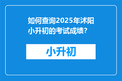 如何查询2025年沭阳小升初的考试成绩？