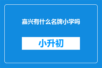 嘉兴有什么名牌小学吗