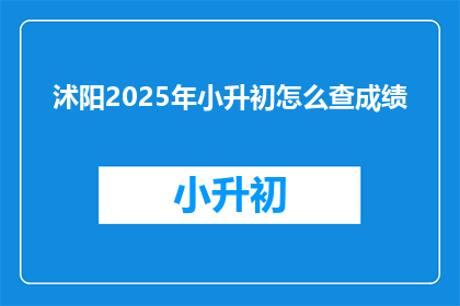 沭阳2025年小升初怎么查成绩