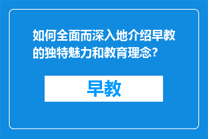 如何全面而深入地介绍早教的独特魅力和教育理念？