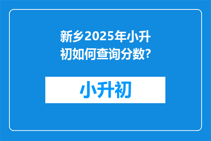 新乡2025年小升初如何查询分数？