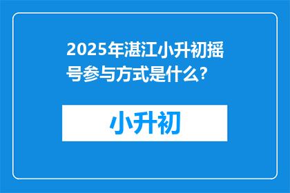 2025年湛江小升初摇号参与方式是什么？