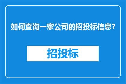 如何查询一家公司的招投标信息？