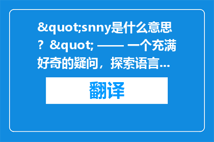 "snny是什么意思？" —— 一个充满好奇的疑问，探索语言的奥秘