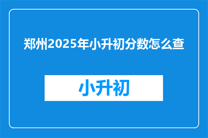 郑州2025年小升初分数怎么查