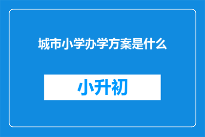 城市小学办学方案是什么