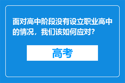 面对高中阶段没有设立职业高中的情况，我们该如何应对？
